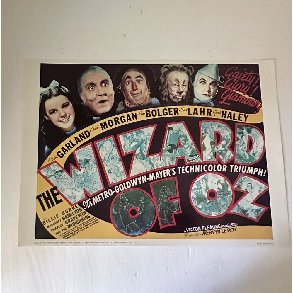 The Wizard of Oz (1939) Judy Garland Vintage Movie Poster LITHO 28x20 60s Repro